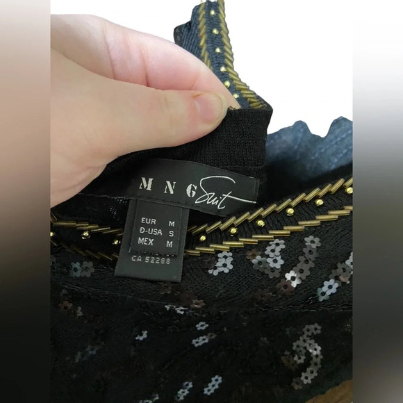 MNG Suit Black Backless Sequins Dress Size Medium - Picture 6 of 7